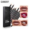 QIBEST Fashion Black Rod Lip Liner 12 Colors Mixed Color Lip Liner Set Waterproof Retouching Lipstick Pen
