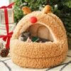 zeze elk yurt cat nest winter warm cat large space semi-enclosed removable and washable pet nest mat