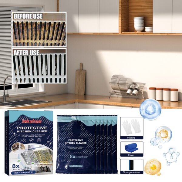 Kitchen Cleaning Detergent Powder, Stove Hood Kitchen Utensils Heavy Oil Cleaning Decontamination Detergent