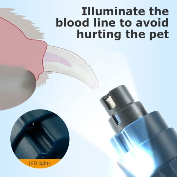 Electric Pet Nail Polisher With Light Dog And Cat Cleaning Automatic Manicure Device USB Rechargeable Manicure Device