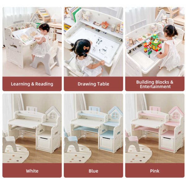 MIGO BEAR Kids Plastic Study Desk Set