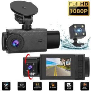 The New Three-lens Driving Recorder 2 Inch HD 1080p Car Front Inside