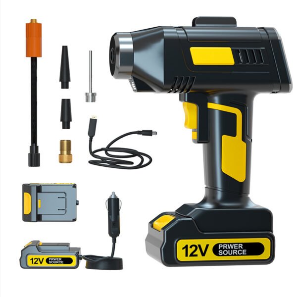 Car Wireless Air Pump Car With Lighted Digital Display - Yellow