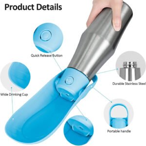 Pet Walking Cup Stainless Steel Dog Going Out Cup Outdoor Water Bottle Water Bottle Portable Water Drinker