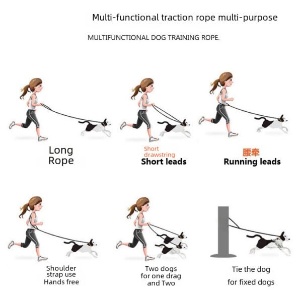 Woven Rainbow Running Dog Leash Multifunctional Dog Leash Double-headed Pet Leash Dog Leash