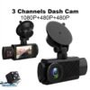 The New Three-lens Driving Recorder 2 Inch HD 1080p Car Front Inside
