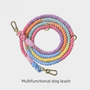 Woven Rainbow Running Dog Leash Multifunctional Dog Leash Double-headed Pet Leash Dog Leash