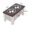 Raised Dog Bowl Stand with Internal Storage, Elevated Dog Bowls with Double Stainless Steel Dish Separate Design Easy Reach Pet Diner for Cats & Dogs