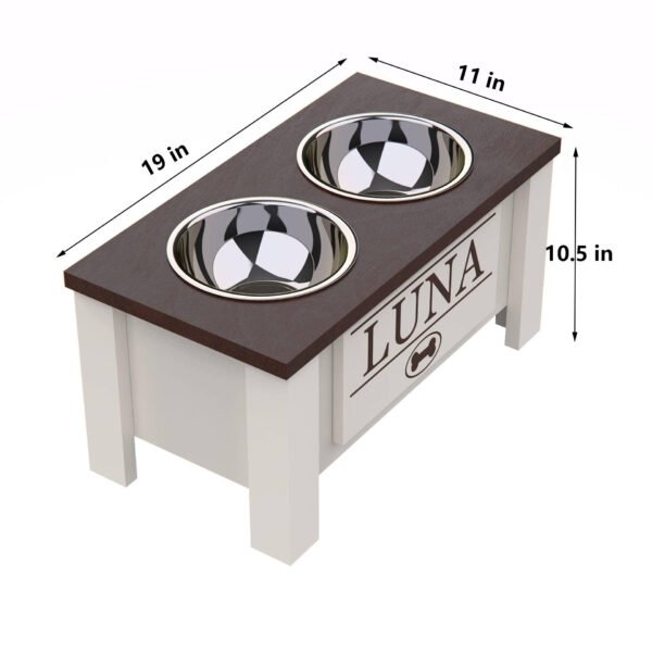 Raised Dog Bowl Stand with Internal Storage, Elevated Dog Bowls with Double Stainless Steel Dish Separate Design Easy Reach Pet Diner for Cats & Dogs